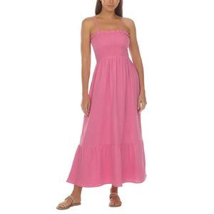 Raviya Women's Cotton Maxi Dress Cover-Up (Pink, Small)
